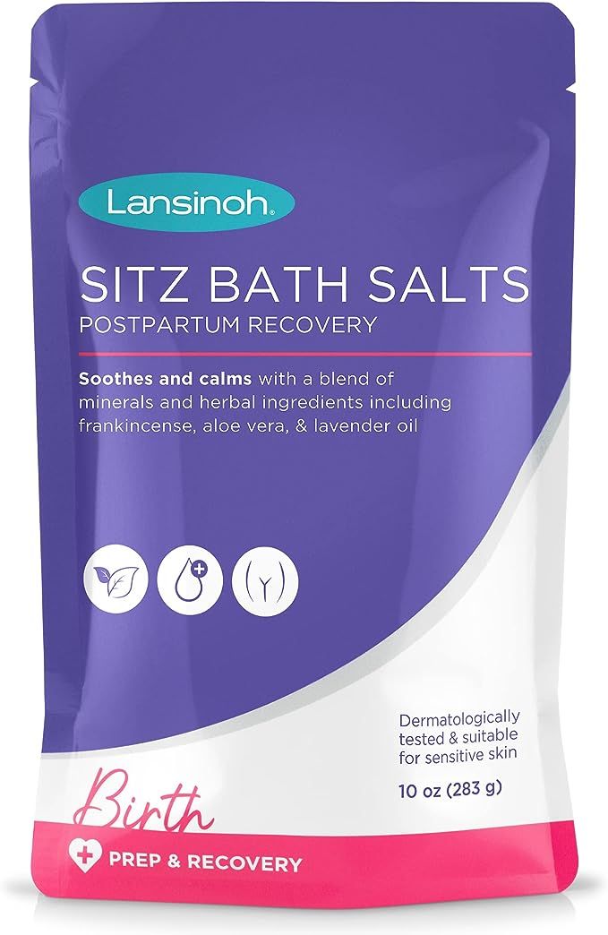 Lansinoh Sitz Bath Salts Postpartum Essentials, White, 10 Oz | Amazon (US)