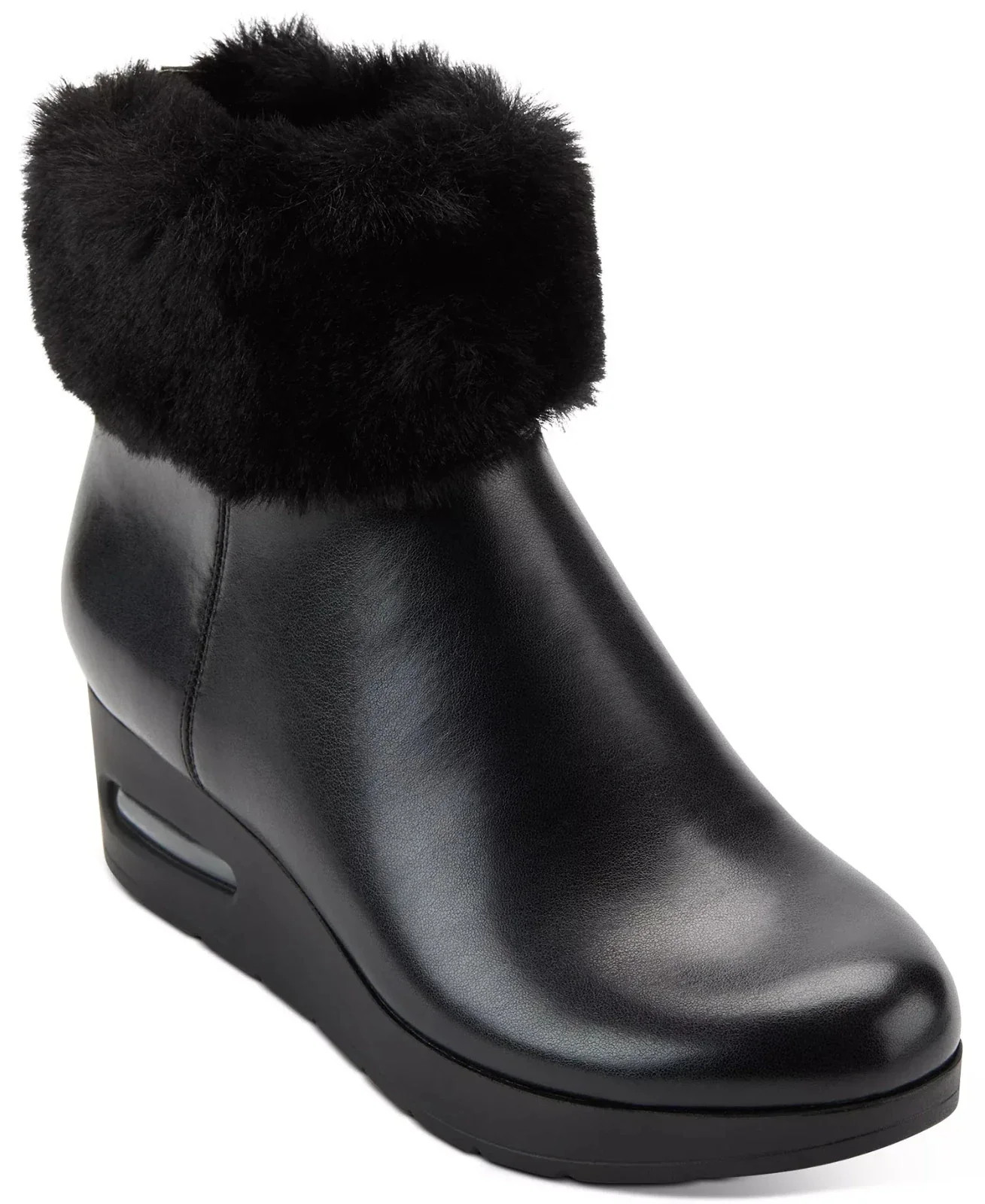 Dkny Nadra K3279020 Boots Women's Black Leather Wedge Heel Bootie LION165 | Shop Simon
