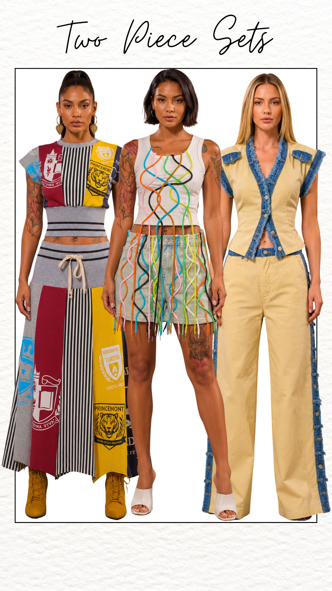 Akira two piece sets bring artistic patchwork bold colors denim accents and runway inspired details for fashion lovers who want standout statement looks. #AKIRA #TwoPieceSets #StatementStyle #PatchworkFashion #DenimStyle #WomensFashion #FashionInspo #RunwayStyle #TrendyOutfits #StreetStyle #BoldFashion #StyleInspo #FashionFinds #OutfitIdeas 

 #LTKMidsize #LTKPetite #LTKPlusSize