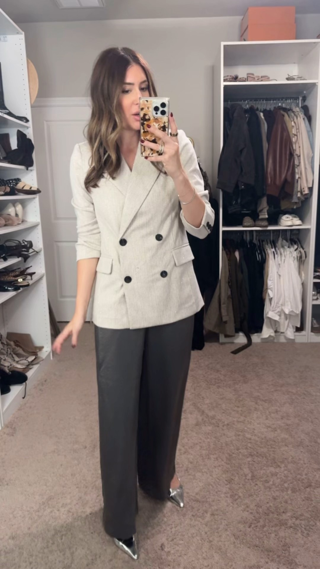 Small in blazer, size 6 in pants (i recommend sizing up one) 

#LTKHoliday #LTKSeasonal