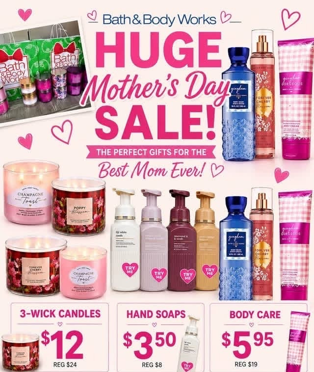 Last day of the amazing Bath & Body Work’s Mother’s Day Sale!!! 🎉

💐 $12.95 3 Wick Candles!
💐 $5.95 Full Size Body Care!
💐 $3.50 Foaming Hand Soaps & Wallflowers!

Such a fantastic time to stock up - or grab gifts! 

Plus, if you have any extra promos as a Rewards Member, they stack with this sale 🙌🏻

#LTKMothersDay #LTKSaleAlert #LTKBeauty