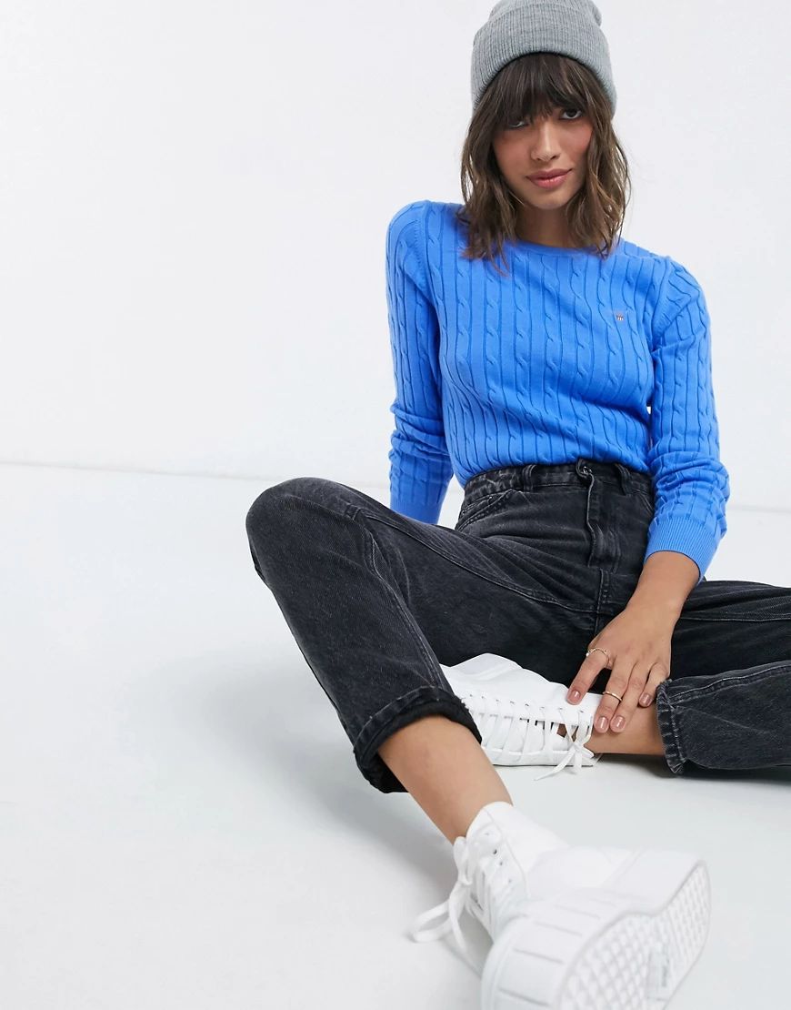GANT cableknit sweater in blue | ASOS (Global)