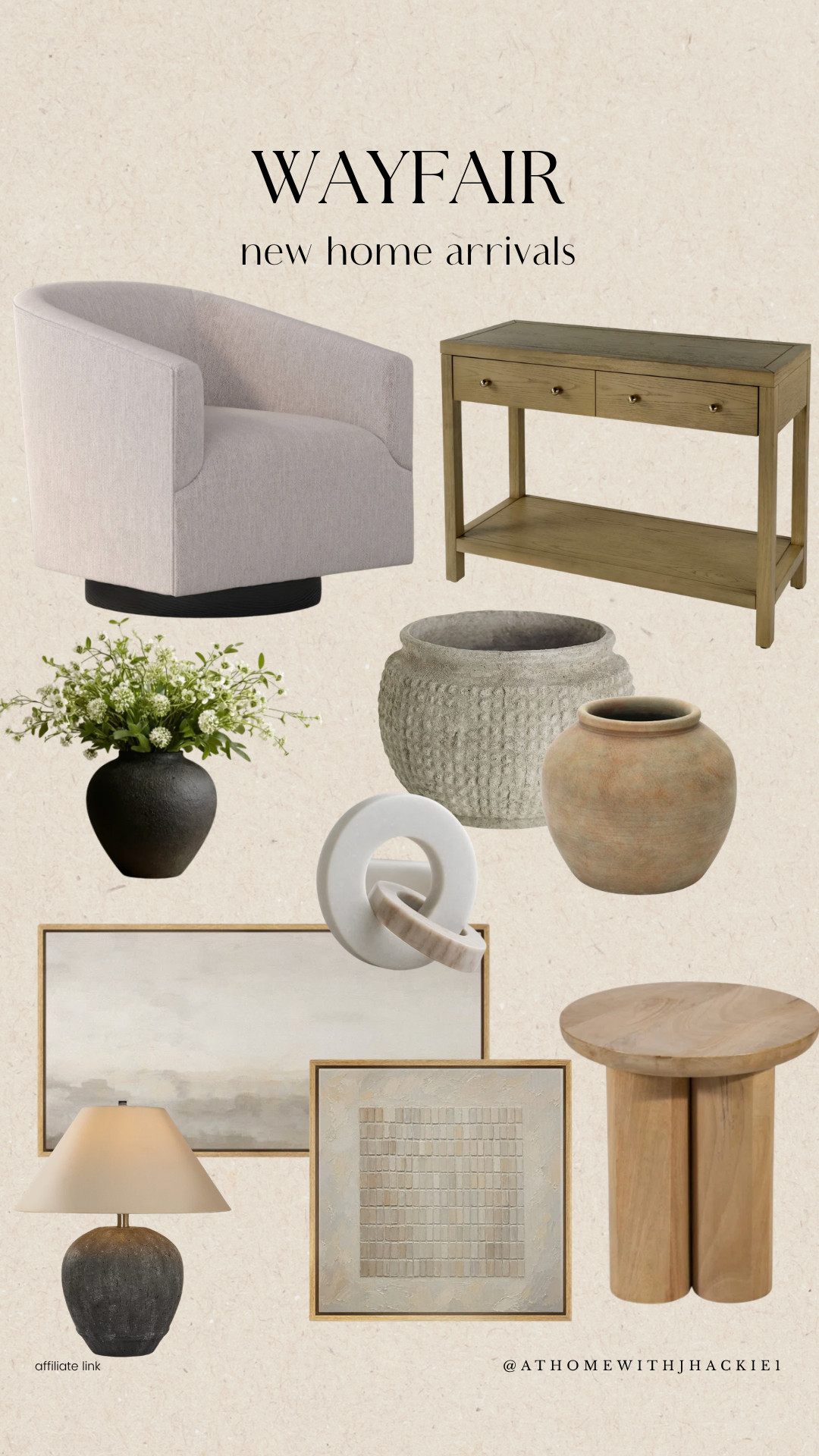 Wayfair new arrivals, Wayfair home decor, new home decor, neutral home decor, modern organic home, organic modern decor, affordable luxury home, Wayfair furniture, accent chair, entryway table, wood side table, ceramic vases, abstract wall art, modern table lamp, wood stool, neutral decorating ideas, cozy home aesthetic, earthy home decor, designer inspired decor, living room inspiration, bedroom styling, home decor finds, timeless home decor, warm neutral home, Wayfair finds

#LTKHome