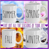 Minimalist Seasons Mugs, Set Of Four, Summer Spring Fall Winter Coffee Mugs, Rae Dunn Inspired Mugs  | Etsy (US)