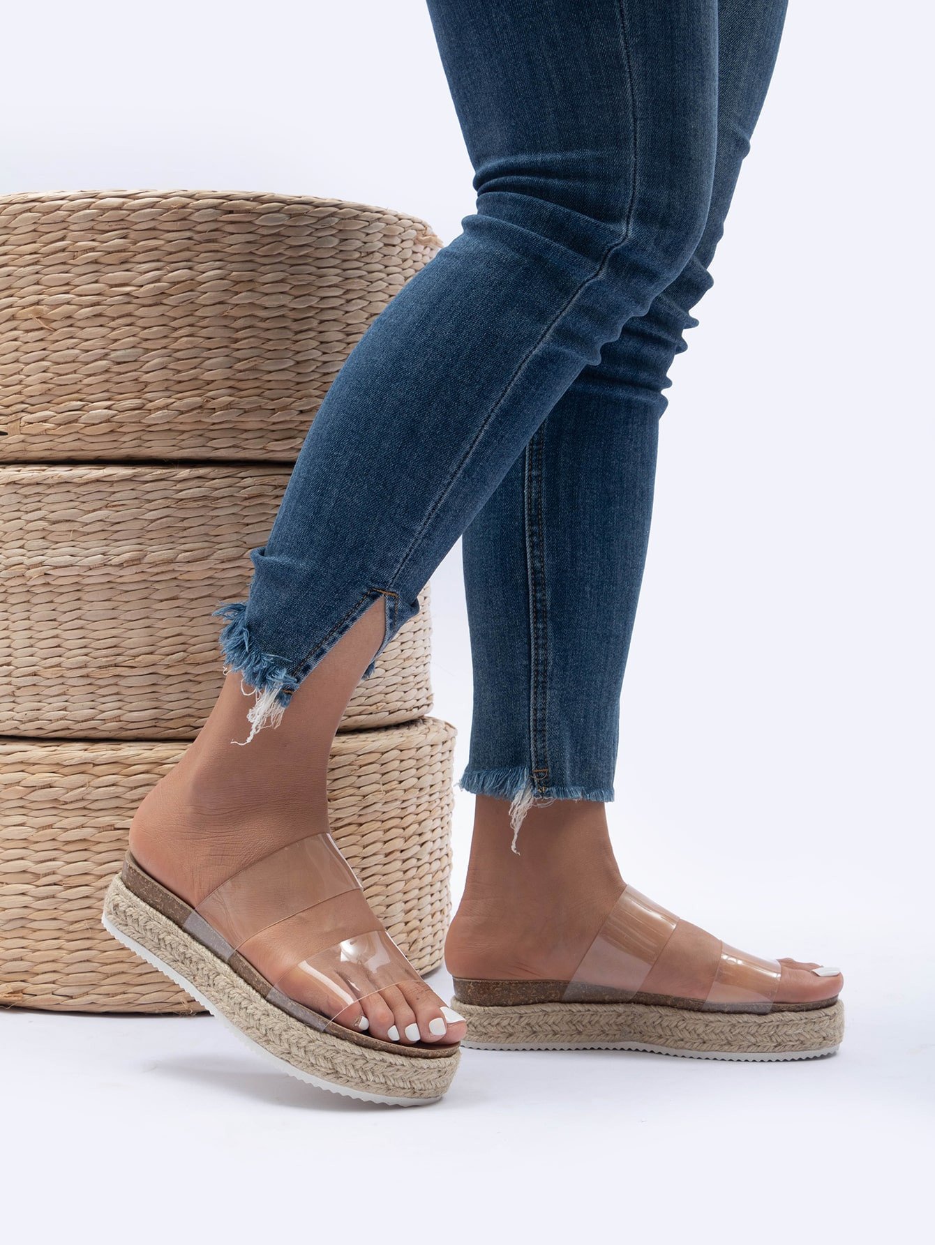 Clear Espadrille Flatform Mules | SHEIN