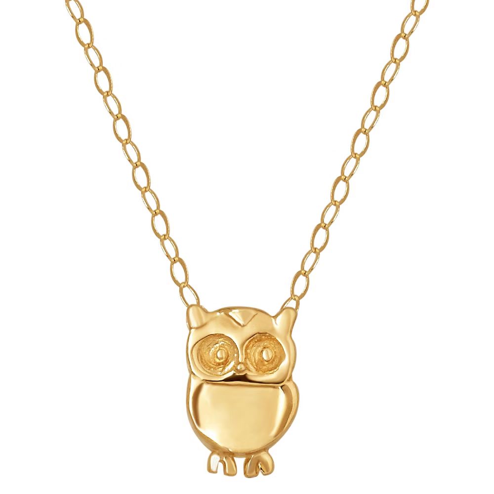 Women's Owl Necklace in 14K Yellow Gold (17) | Target