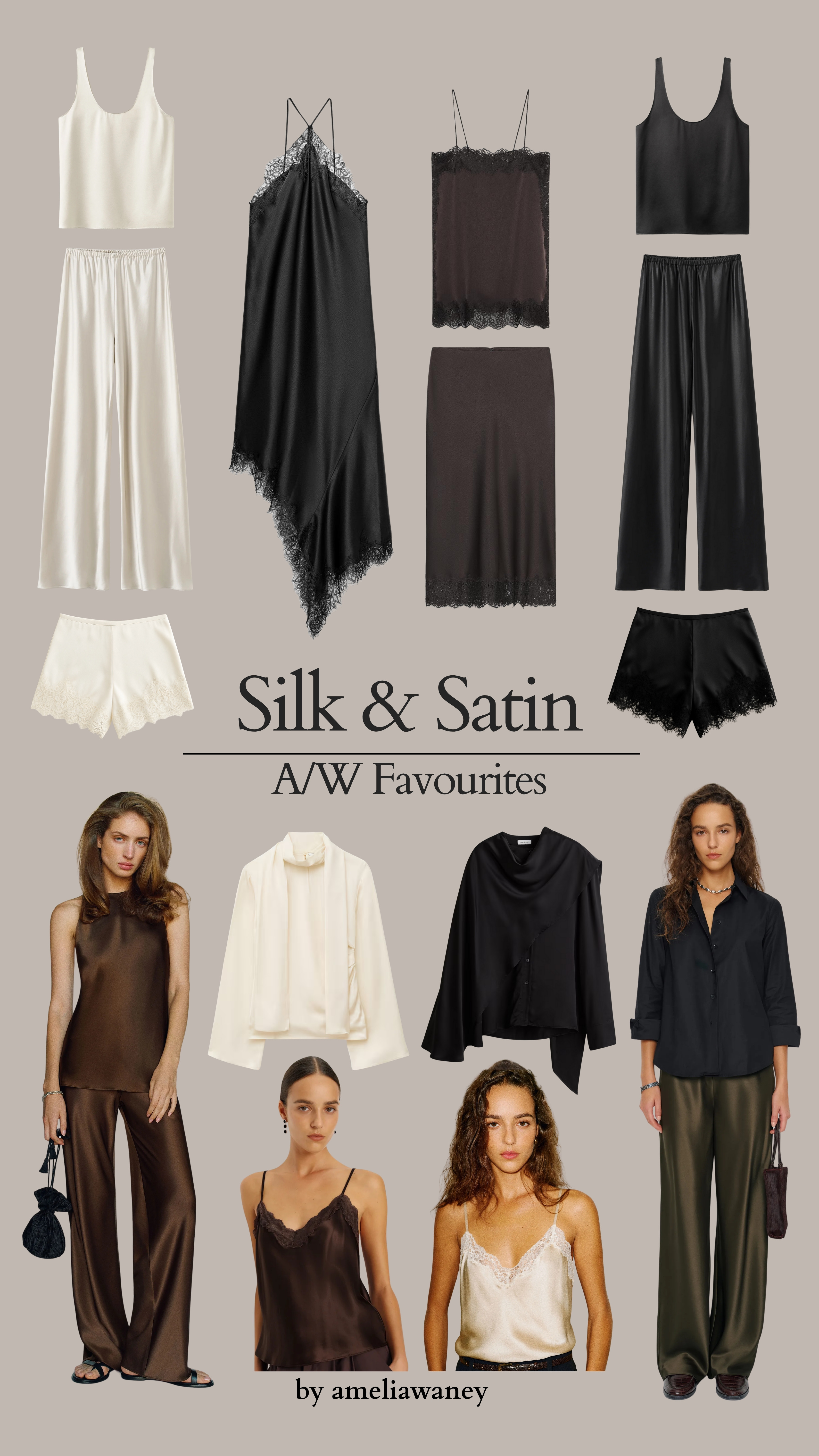 My silk and satin A/W favourites 🤍

Autumn outfit, silk top, satin top, satin shorts, satin trousers, silk trousers, luxury, blouse, shirt, workwear, scarf, midi skirt, lace trim, slip dress, satin dress 

 #LTKSeasonal #LTKStyleTip #LTKWorkwear