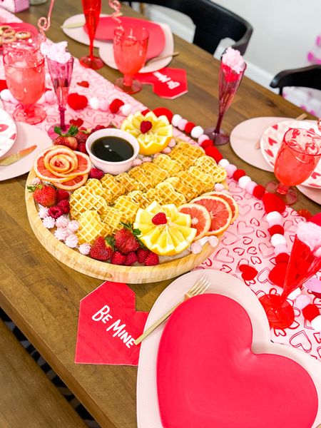 Valentine’s Day party 
Valentine’s Day brunch 
Breakfast board 
Heart waffles 
Galentines party or brunch 
Valentine tablescape
Balloon arch 
Balloon pump 
Heart shaped plates and napkins 

#LTKSeasonal #LTKhome #LTKparties