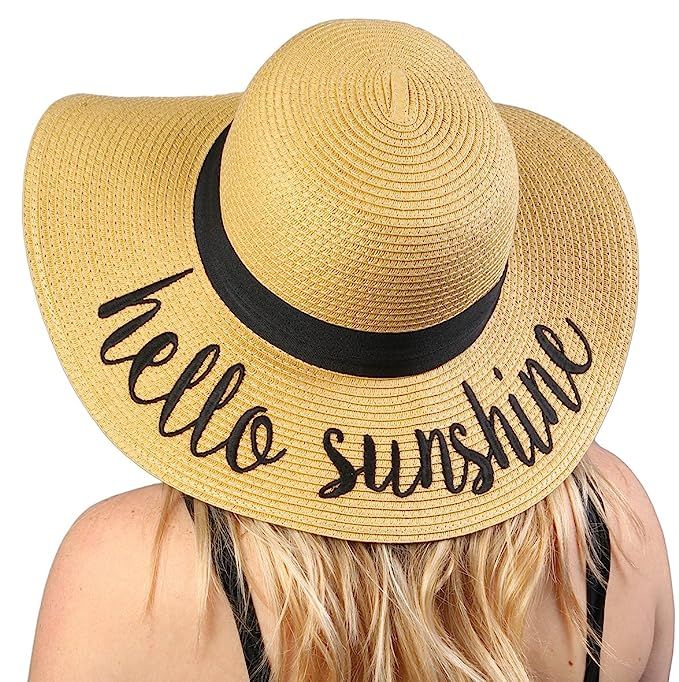 Funky Junque Women’s Bold Cursive Embroidered Adjustable Beach Floppy Sun Hat | Amazon (US)
