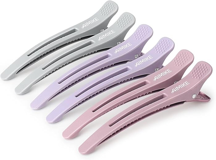 AIMIKE Hair Sectioning Clips with Silicone Band - 6pcs No Crease Duck Billed Clips for Styling, C... | Amazon (US)