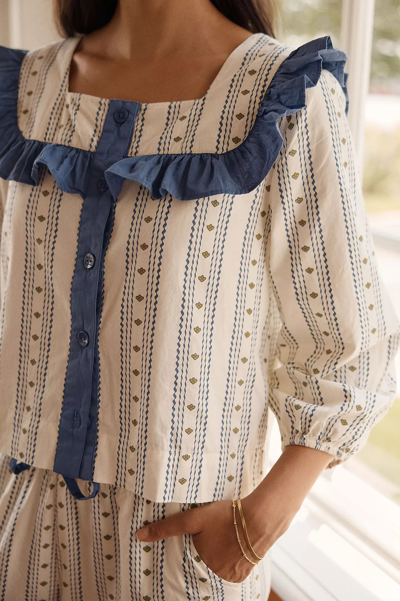 TBCo 100% Cotton Ruffled Pajama Set | Anthropologie (US)