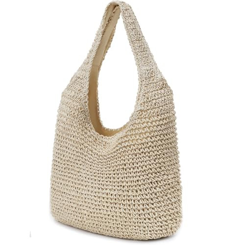 hatisan Straw Beach Bag for Women Summer Woven Beach Tote Bag Shoulder Handbags Boho Bag (A-Beige) | Amazon (US)