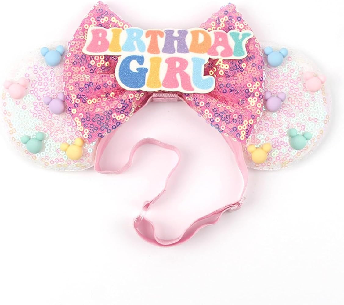 Sequin Birthday Headband Mouse Ears Bow Headband HairBands Hair Hoop Hair Accessories | Amazon (US)
