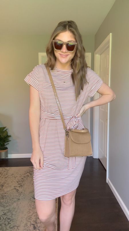 Comment “dress”  to shop. 🤎 Love this tie waist dress for summer. Lightweight and runs true to size. Comes in tons of colors and under $30 today!! Get it while it’s on sale!! 

#LTKfindsunder50 #LTKmidsize #LTKstyletip