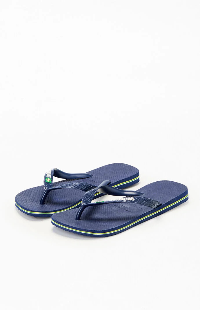 Havaianas Women's Brazil Logo Flip Flop Sandals in Navy - Size 7/8 | PacSun