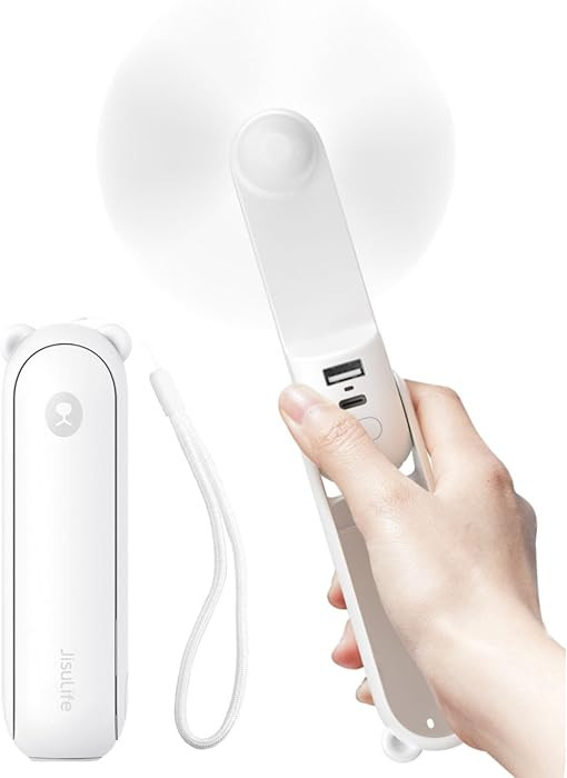 JISULIFE Handheld Fan with 4500 mAh Powerbank Max 37 Hours Runtime, Pocket Portable Battery Opera... | Amazon (US)
