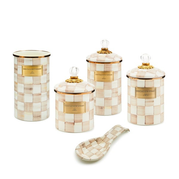 MacKenzie-Childs Mocha Check 5pc Kitchen Essentials Set | MacKenzie-Childs