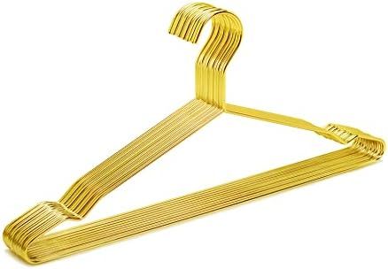 Amber Home 17 inch Heavy Duty Gold Metal Clothes Hangers 10 Pack, Pretty Hangers, Gold Hangers for C | Amazon (US)