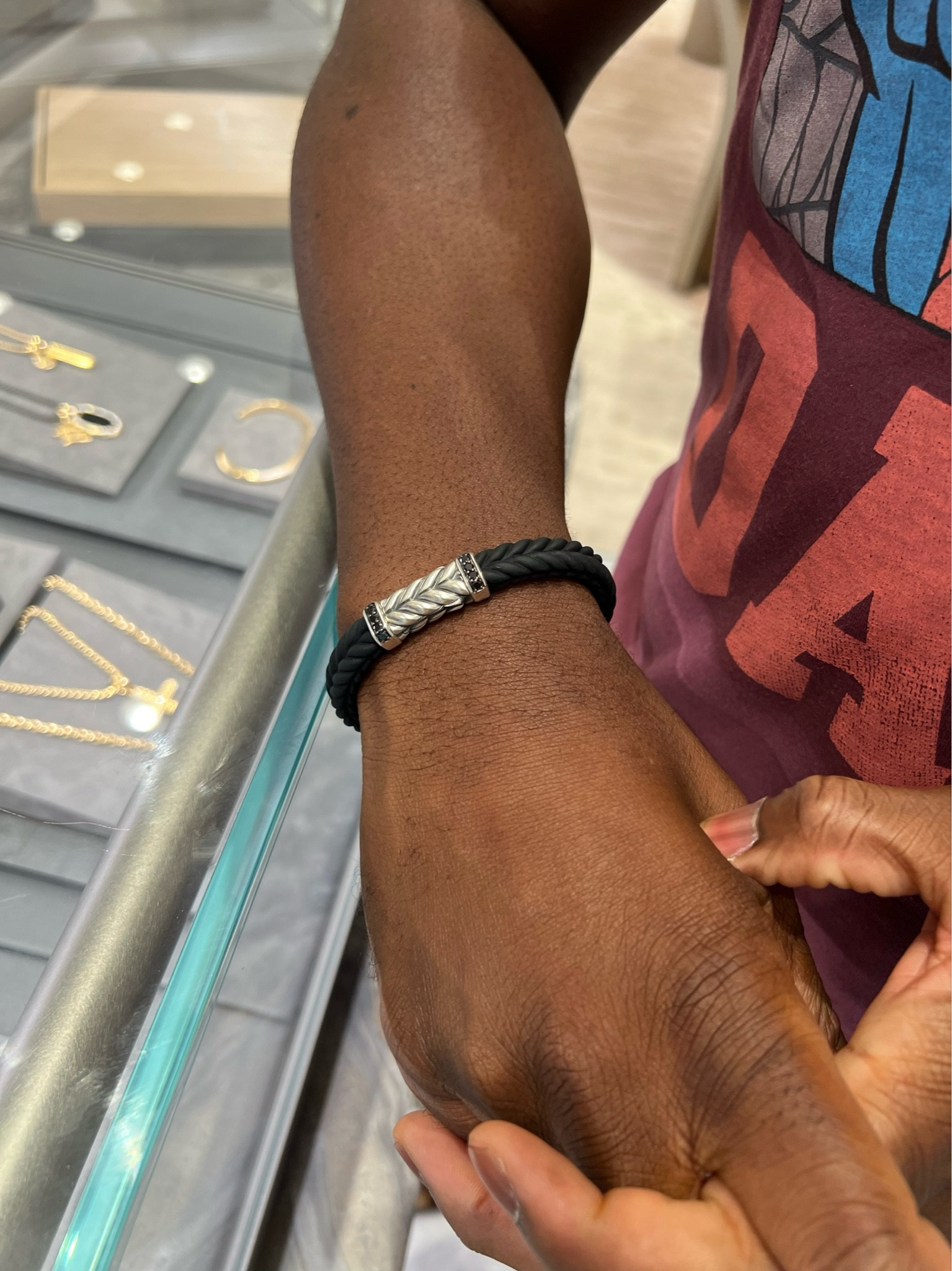 Leo went in to size his bracelet today and fell in love with this one :) @DavidYurman , men bracelets 

#LTKMens #LTKSeasonal