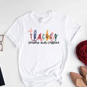 Teacher Shirt, Crayons Kids Caffeine Shirt, Teacher Mode Shirt, Teacher Life, Teacher Appreciation,  | Etsy (US)