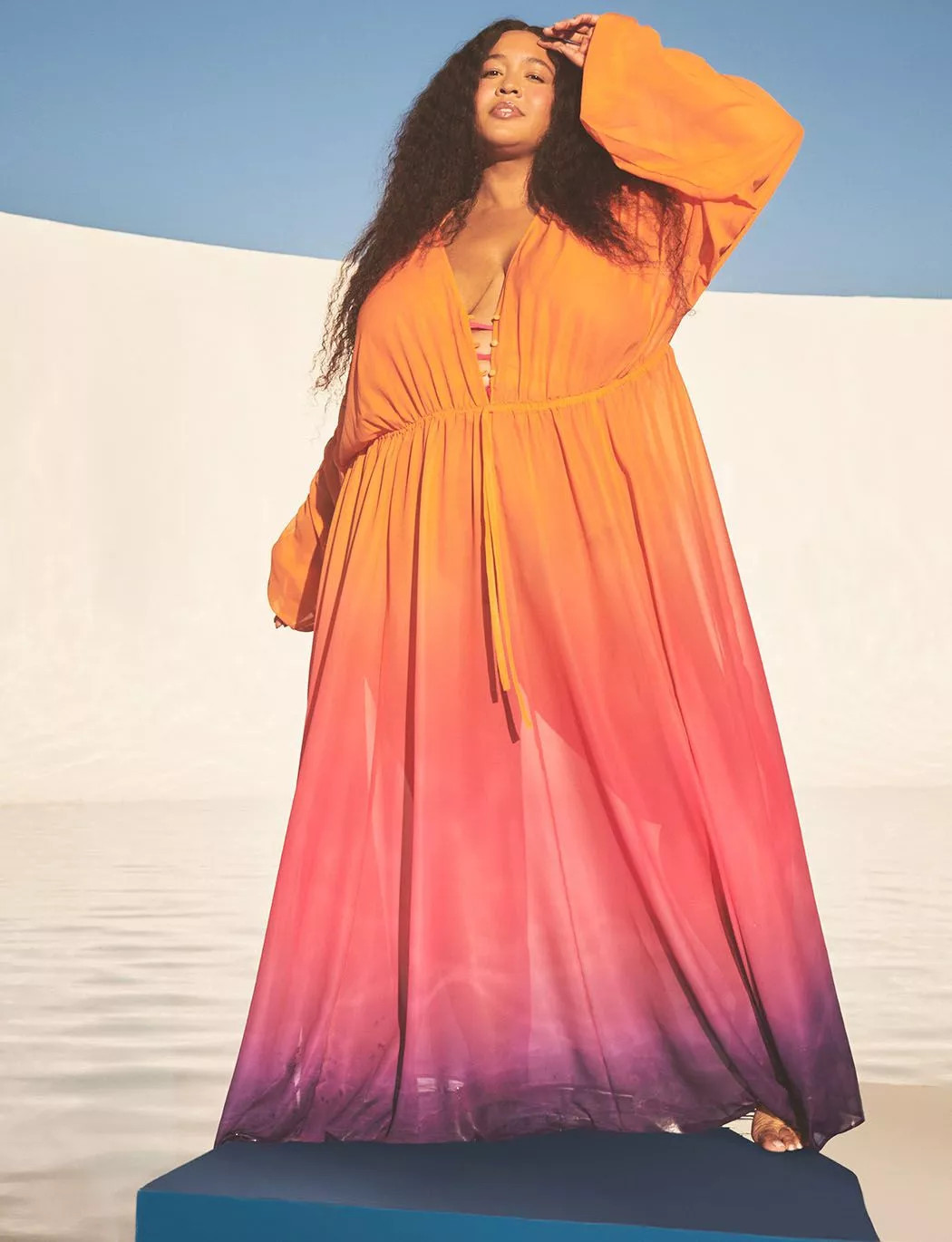 Gabi Fresh Swim x ELOQUII Dramatic Tie Front Coverup Dress | Eloquii