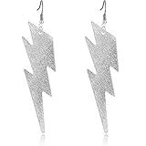 Soul Statement Women's Lightning Bolt Earrings Statement Earrings (Silver Lightning) | Amazon (US)