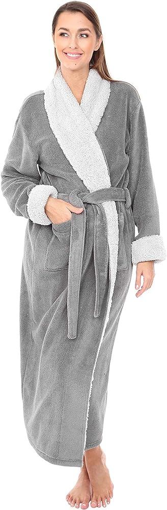 Alexander Del Rossa Women's Warm Fleece Robe, Long Plush Sherpa Bathrobe for Winter | Amazon (US)
