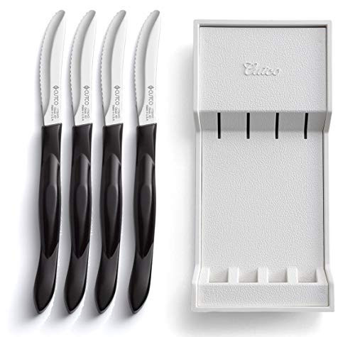 Cutco Table Knives Set of Four with Tray, Four of Cutcos Knife in a Dishwasher-safe Tray, 8.4 Inch Long, 3.4 Inch Double-D Serrated Edge Blades with 5 Inch Classic Brown Handles | Amazon (US)