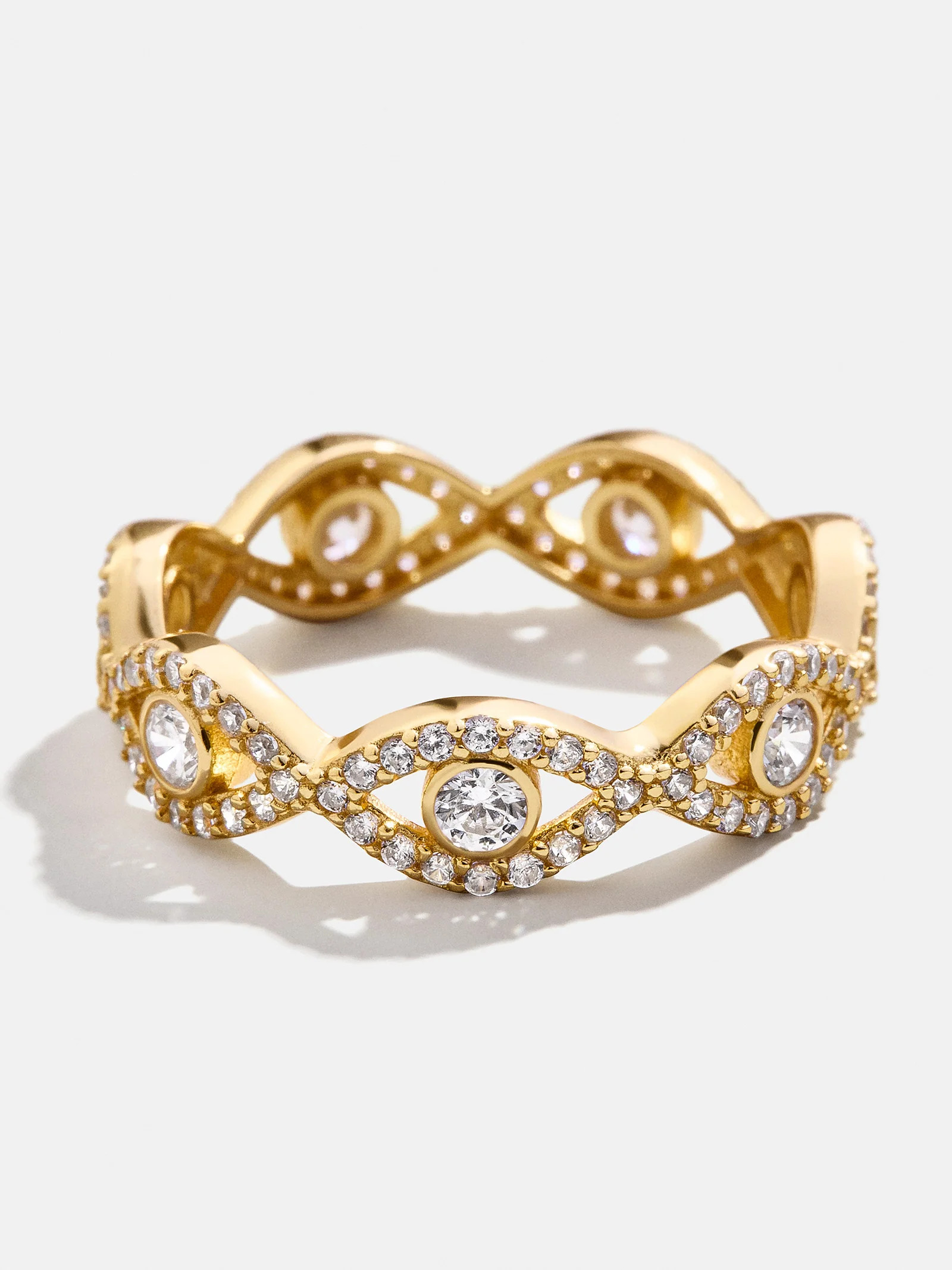 18K Gold Evil Eye Pavé Ring - Evil Eye | BaubleBar (US)