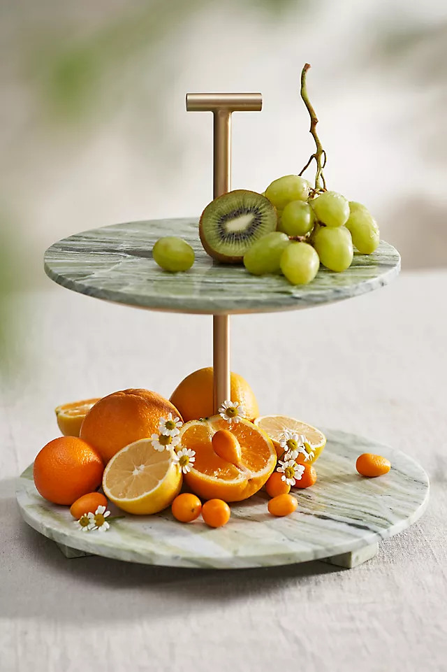Green Marble Serving Stand | Anthropologie (US)