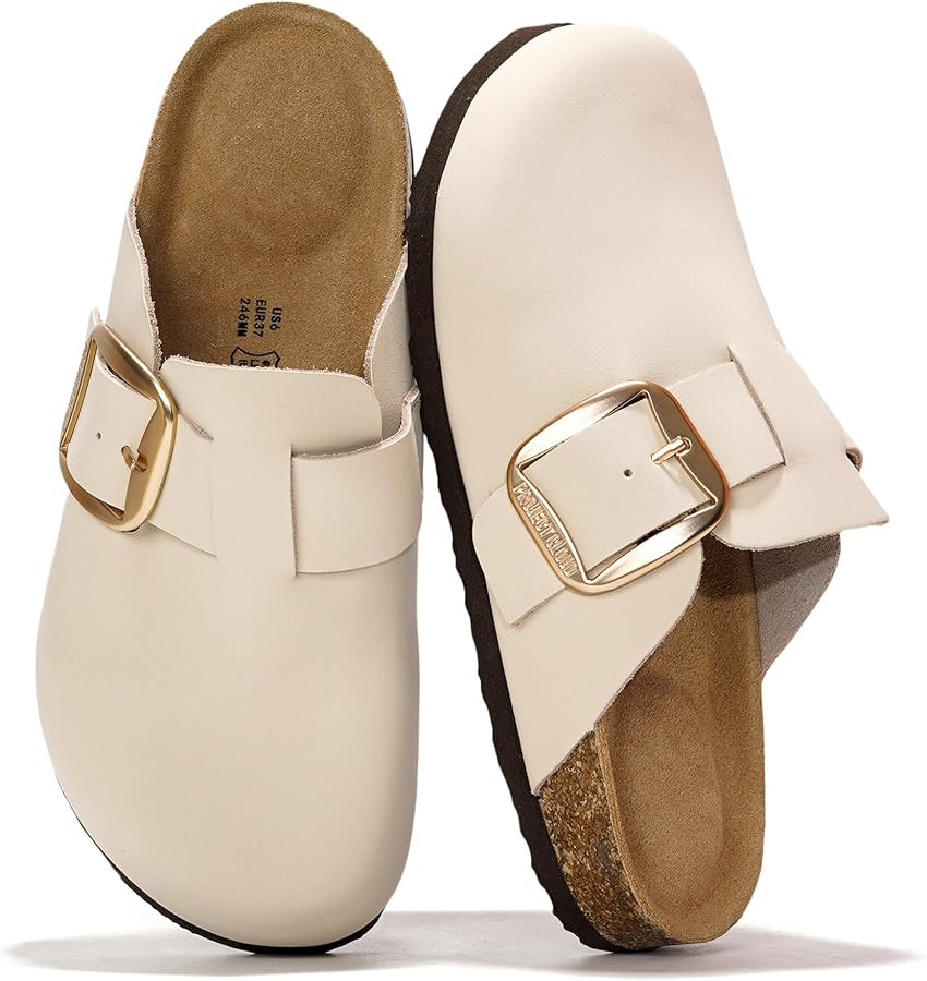 Project Cloud Genuine Leather Clogs for Women Shoes - Memory Foam Insole, Non-Slip & Natural Cork... | Amazon (US)