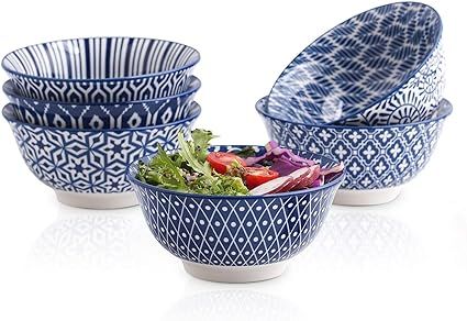 Selamica 7 inches Porcelain Cereal Bowl Set - Set of 6, Soup Bowls, Ceramic bowls for Cereal, Sou... | Amazon (US)