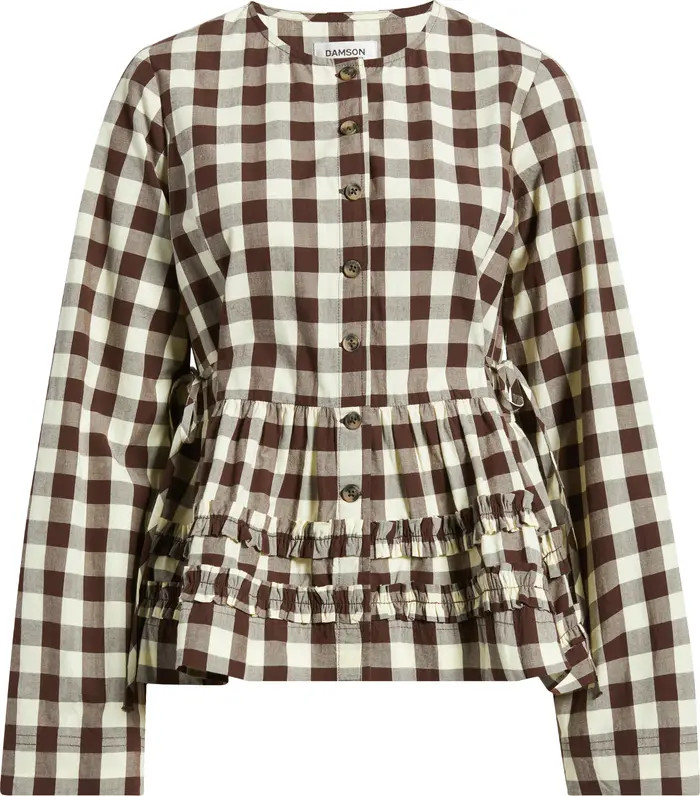 Madison Gingham Long Sleeve Organic Cotton Top | Nordstrom