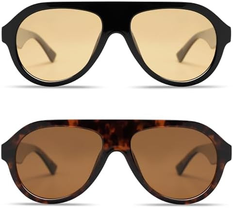 VANLINKER Retro Big Aviator Polarized Sunglasses for Men Women Trendy 70s Vintage Plastic Frame S... | Amazon (US)