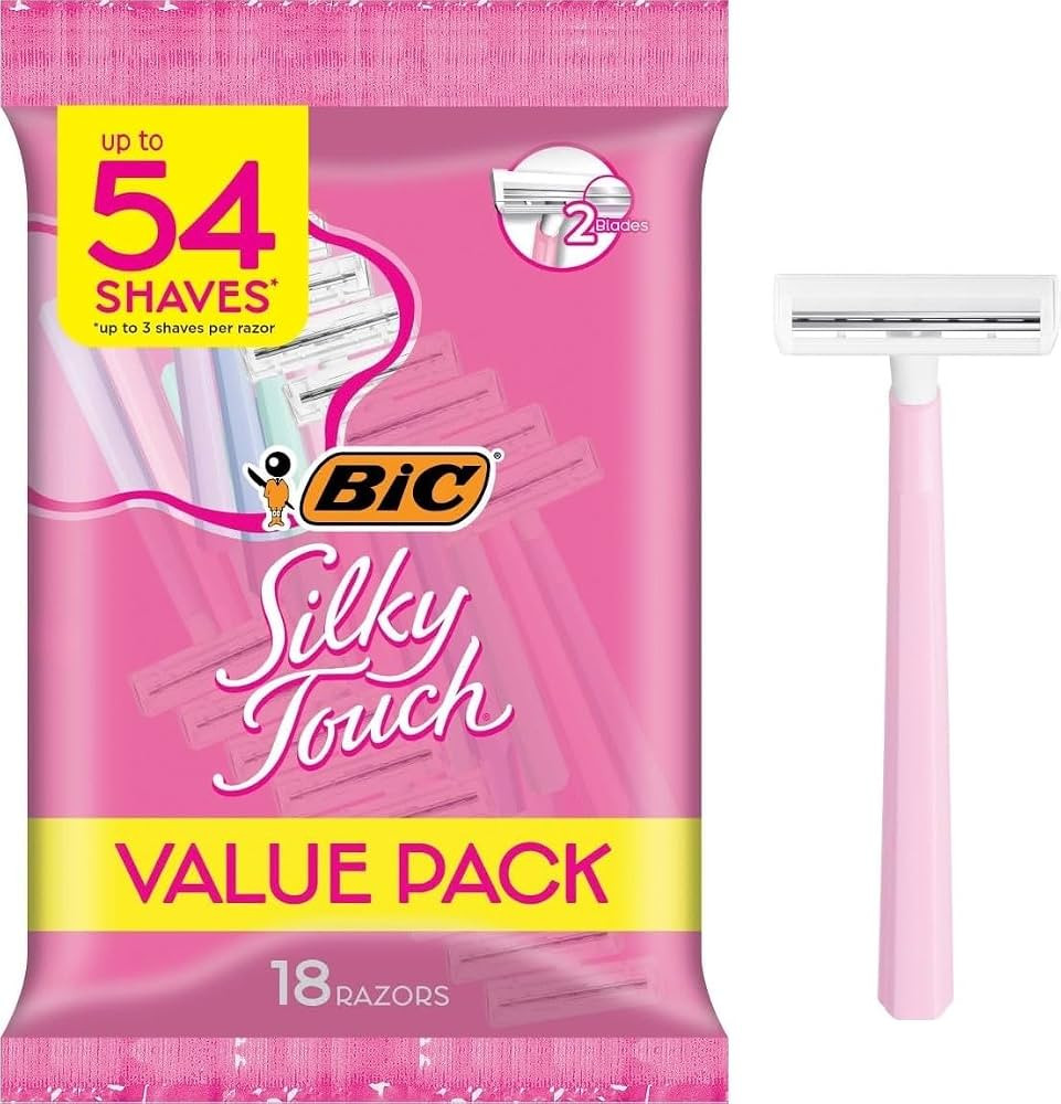 BIC Silky Touch Womens Disposable Razors, 2-Blade, Travel Covers, 18-Pack | Amazon (US)