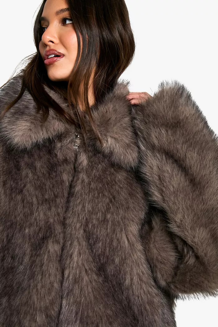 Vintage Look Faux Fur Short Coat | Boohoo.com (UK & IE)