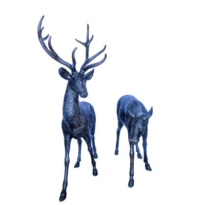 Nifao Collection Life Size Bronze Statues of a Pair of Deer, Wildlife Display 58" x 18" x 58"H | Wayfair North America