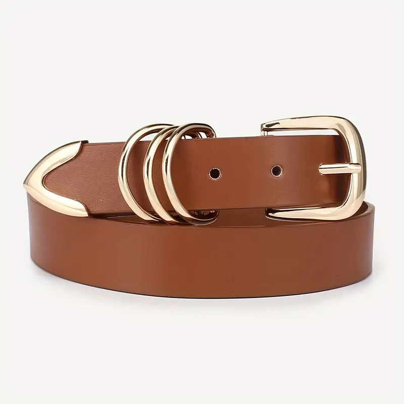 Classic Golden Pin Buckle Belt Simple Solid Color Pu Leather - Temu | Temu Affiliate Program