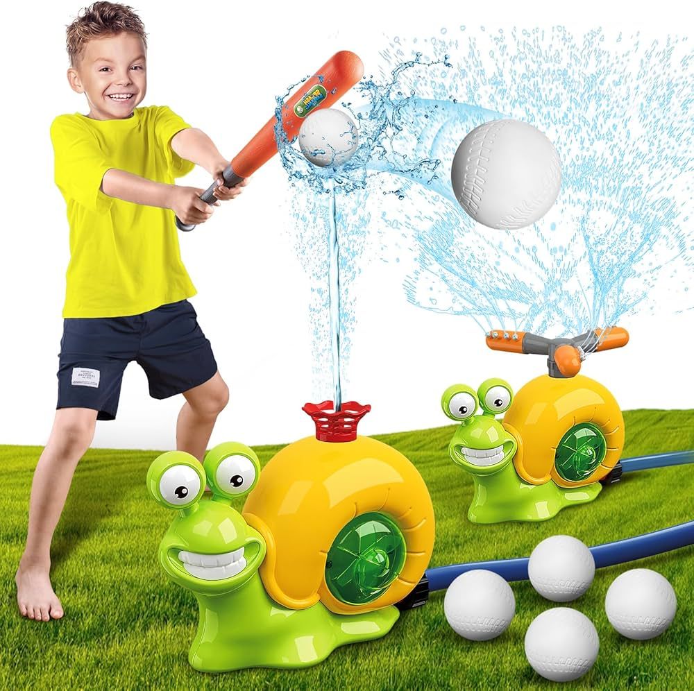 VATOS Water Sprinkler Baseball Toy for Kids Outdoor Play, 2 in 1 Snail Summer Water Game with 2 S... | Amazon (US)