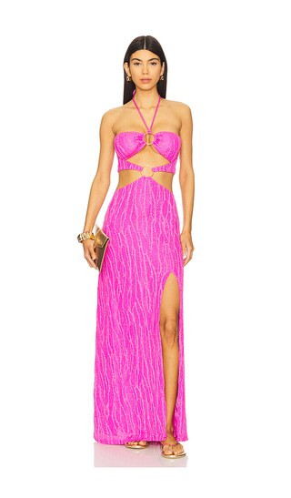 Double Loop Bandeau Long Dress in Fuchsia | Revolve Clothing (Global)
