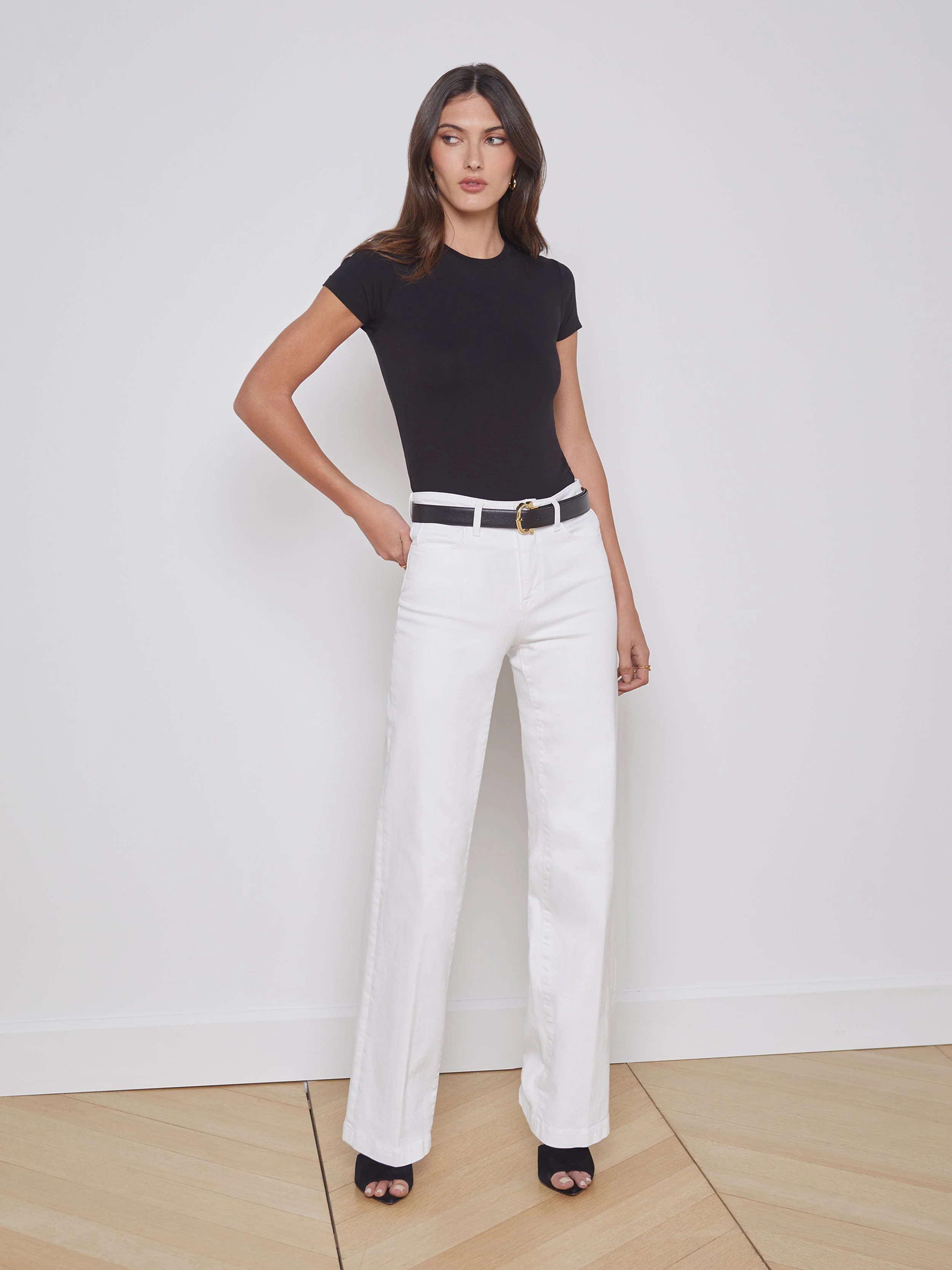 L'AGENCE Clayton High-Rise Wide-Leg Jean in Blanc | L'Agence