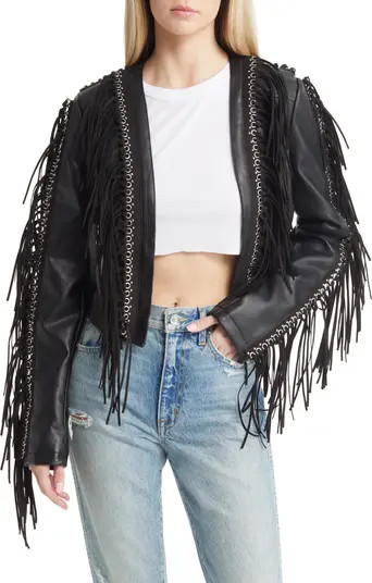 Fringe & Rivet Detail Faux Leather Jacket | Nordstrom