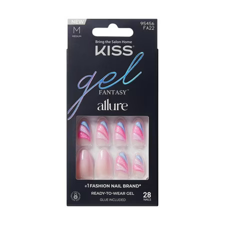 Kiss Gel Fantasy Allure Press On Nails, 'Glide', Pink, Medium Almond, 28 Count | Walmart (US)