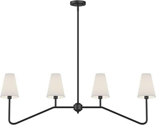 Electro bp;47"W 4-Light Linear Kitchen Island Lighting Fixture Classic Chandeliers Matt Black wit... | Amazon (US)