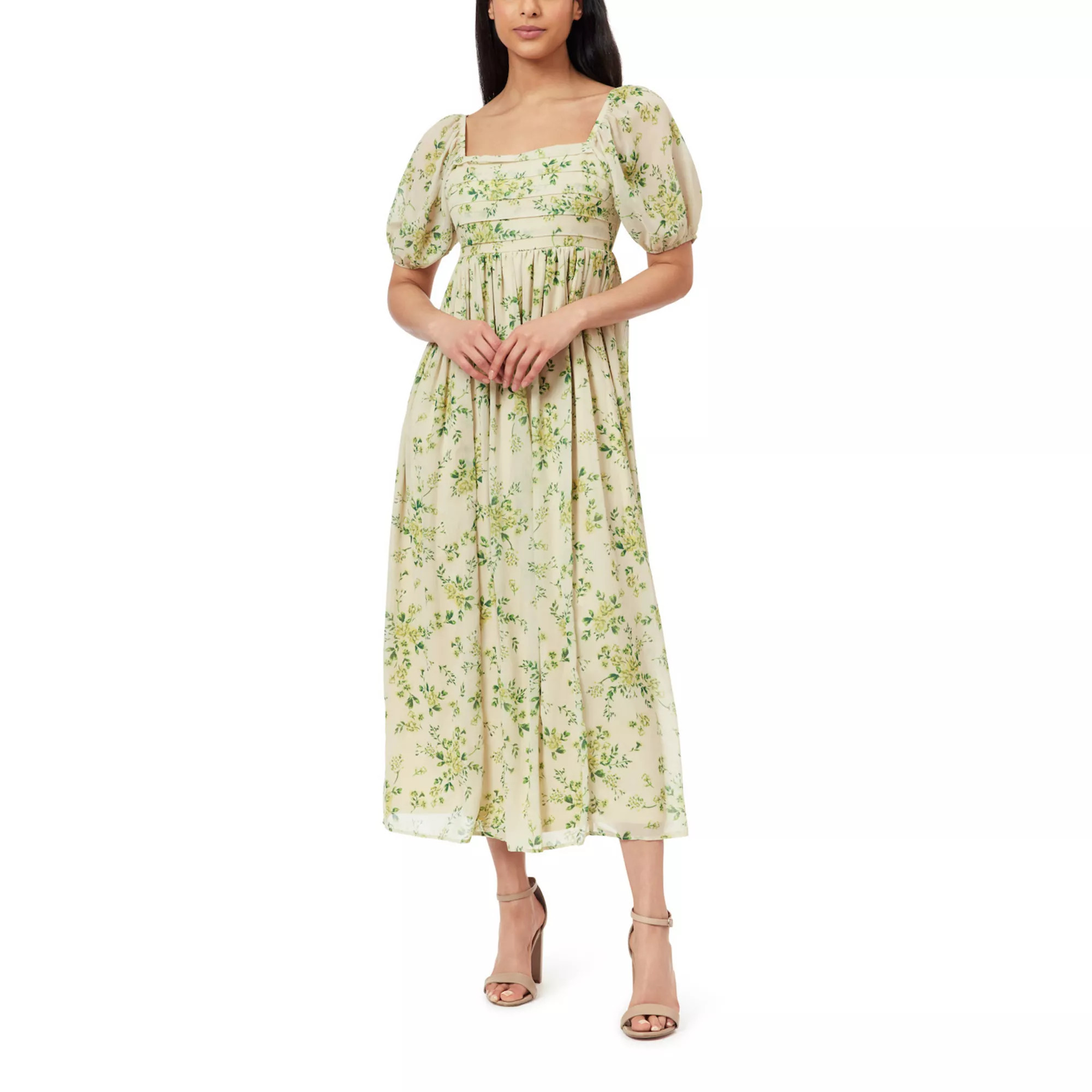 Juniors' WallFlower Iris Puff Sleeve Pleated Bodice Maxi Dress | Kohl's