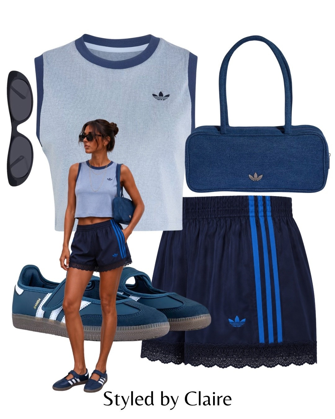 ADIDAS LACE TRIM SHORTS🩵💙
Tags: heather tank top denim shoulder bag samba Jane navy strap ballet flats sunglasses fashion city break inspo outfit ideas cool girl summer blue

#LTKsummer #LTKstyletip #LTKshoes