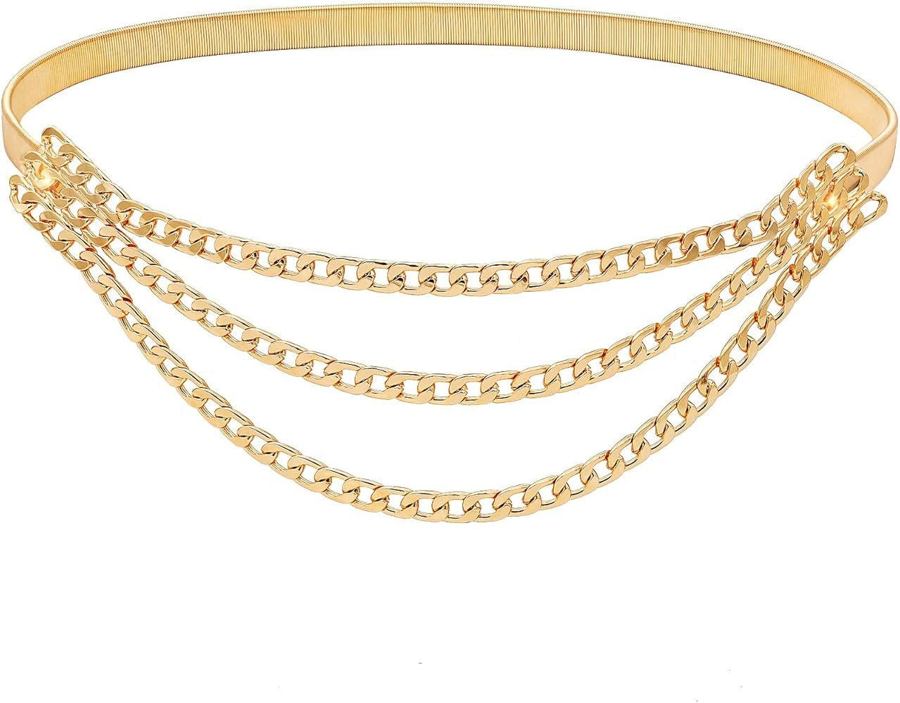 Suyi Skinny Stretch Belt Multilayer Metal Waist Belts Elastic Cinch Waistband for Women | Amazon (CA)