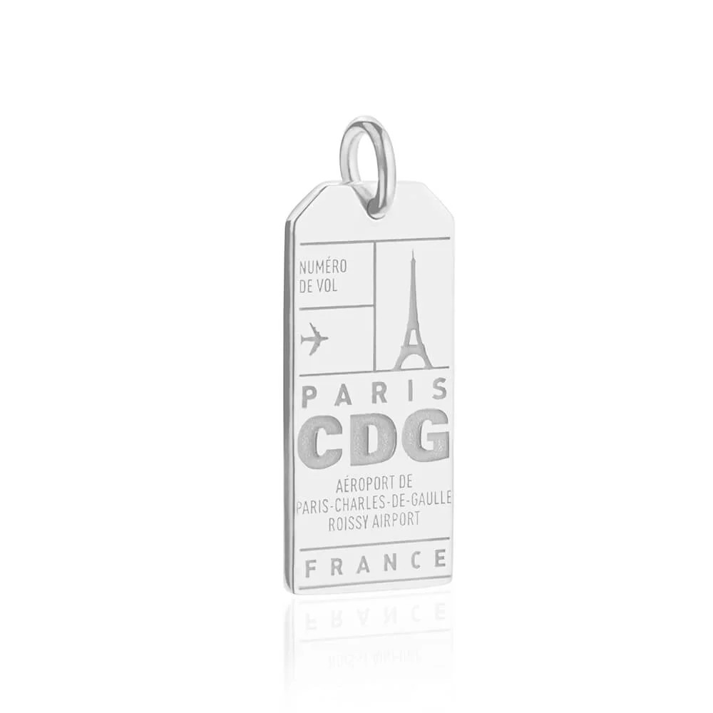 Paris | CDG Airport Luggage Tag Charm | Sterling Silver France Travel Charm | Jet Set Candy (US)