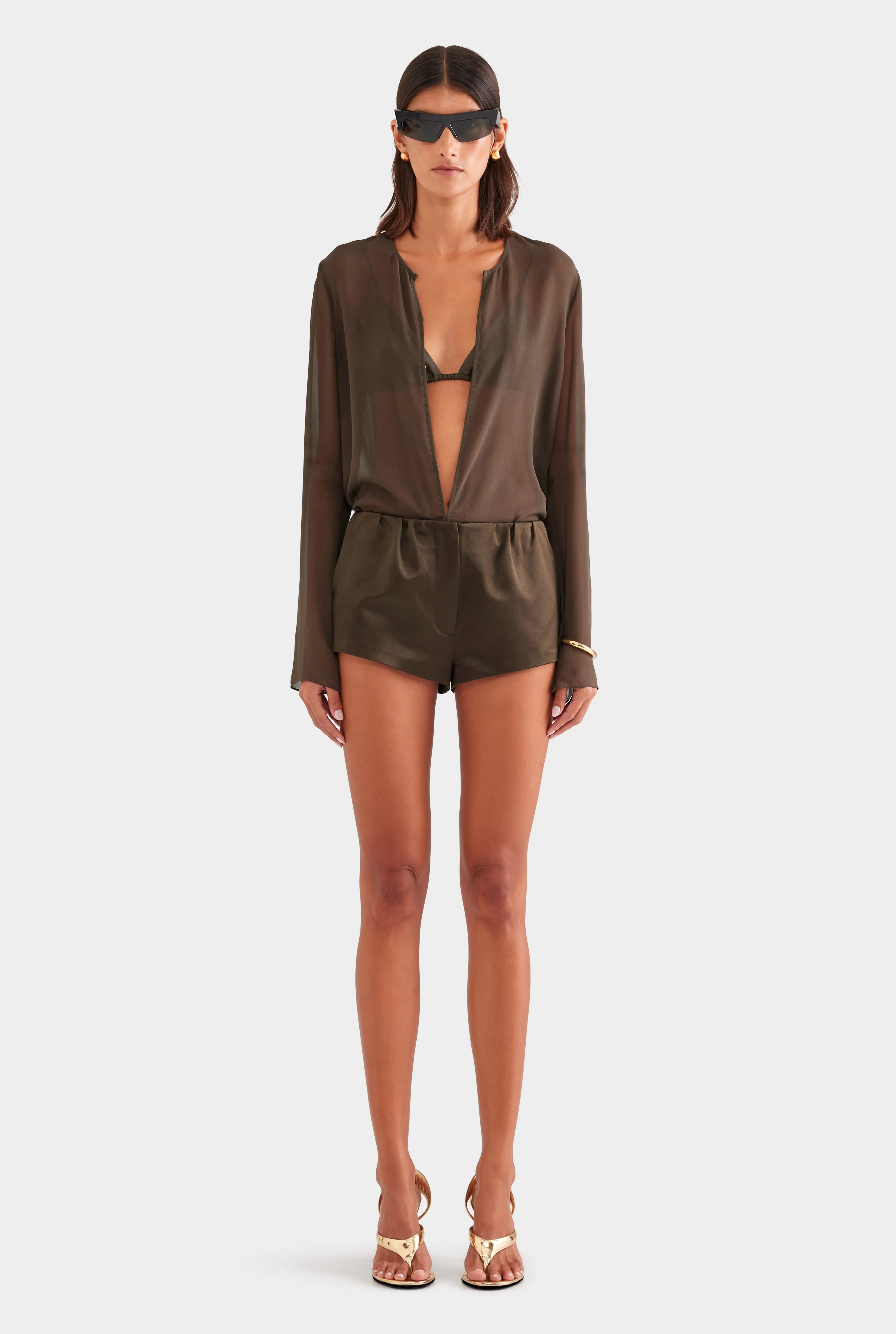 Silk Cotton Mini Short Dark Olive | Venroy | Venroy AU