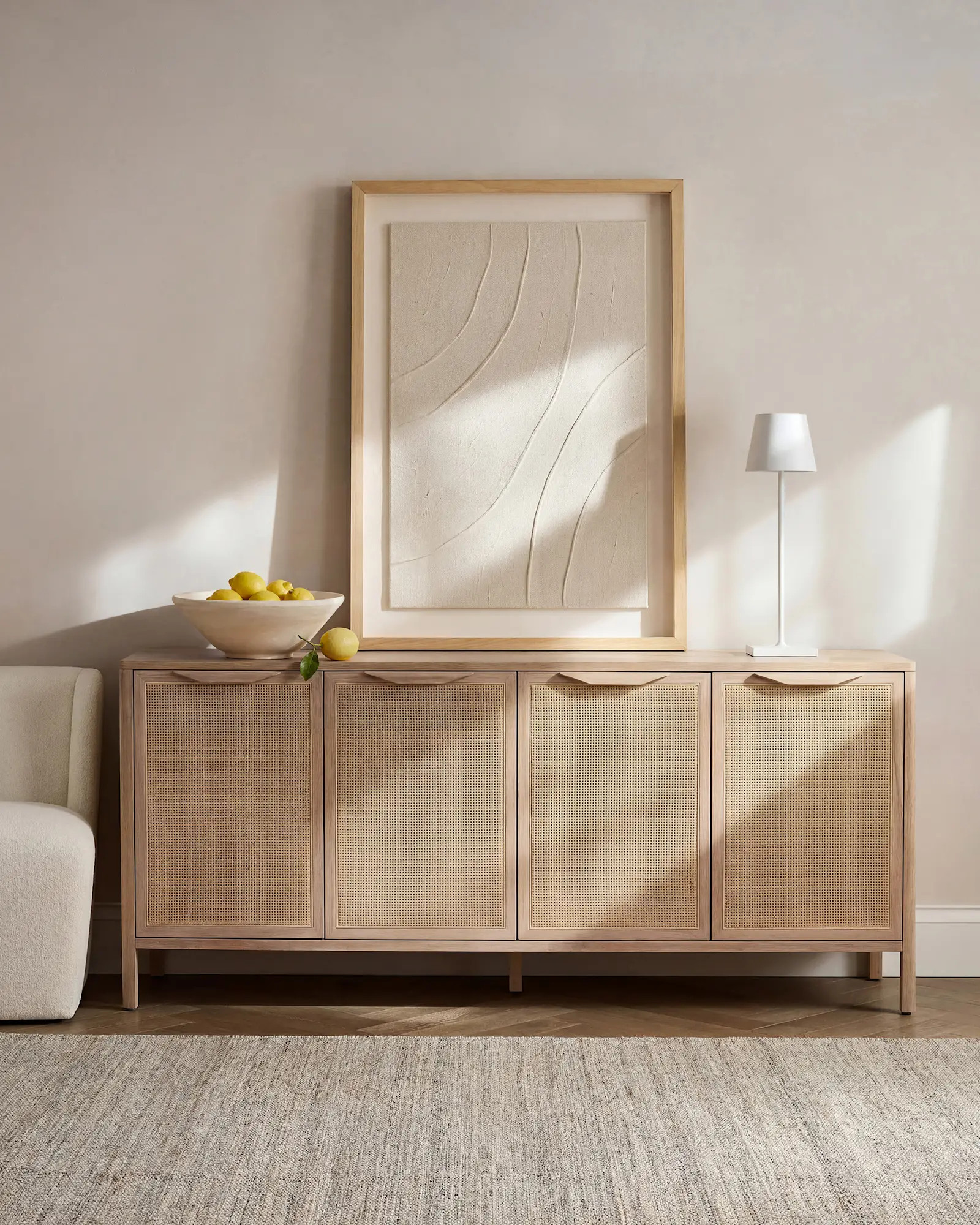 Solid Wood and Natural Rattan Sideboard | Quince